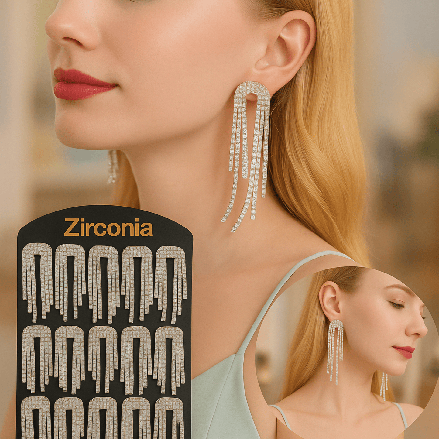 12 pari dugačkih visećih kristalnih naušnica - SAMO KLIKNI