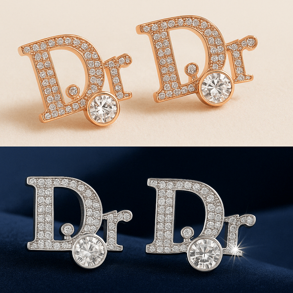 12 pari elegantnih monogram naušnica s cirkonima - SAMO KLIKNI