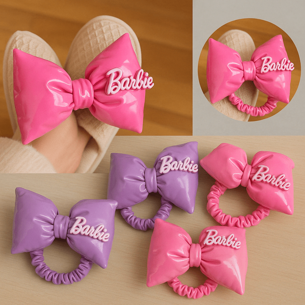12 ultra‑šik gumica za kosu s 3D Barbie mašnom - SAMO KLIKNI