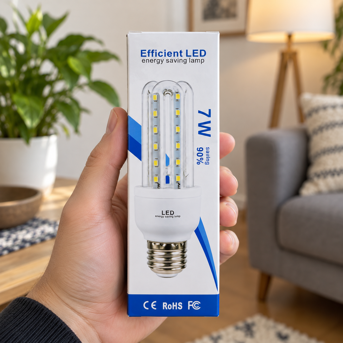 Uspravna LED sijalica E27 7 W – 1 komad – prikaz u rukama