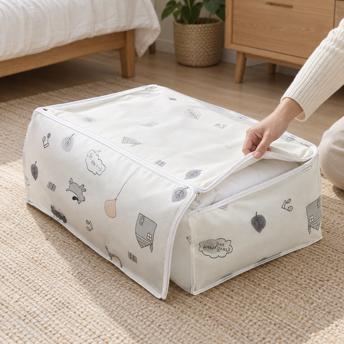 Vreća za posteljinu 70 × 50 × 25 cm – prikaz uz ruku