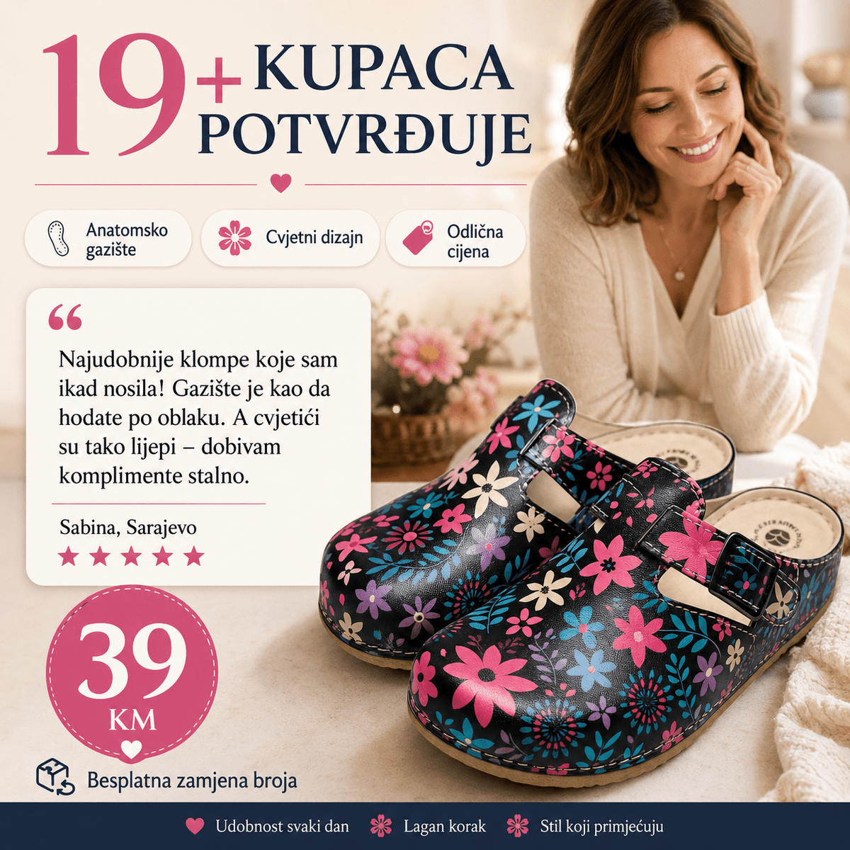 Anatomske klompe Cvjetići – Obuća i Papuče – 37 – slika 7