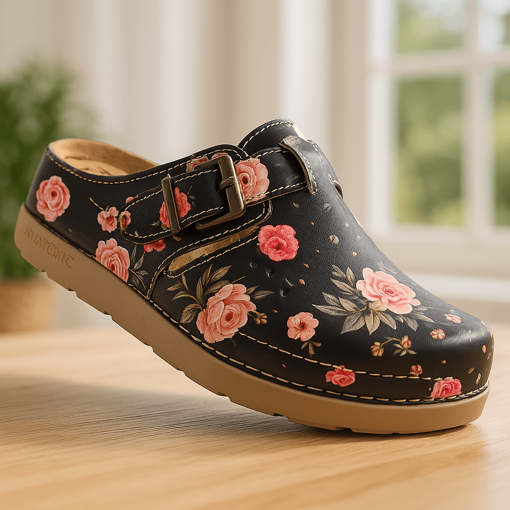 Anatomske klompe Roses Black - SAMO KLIKNI