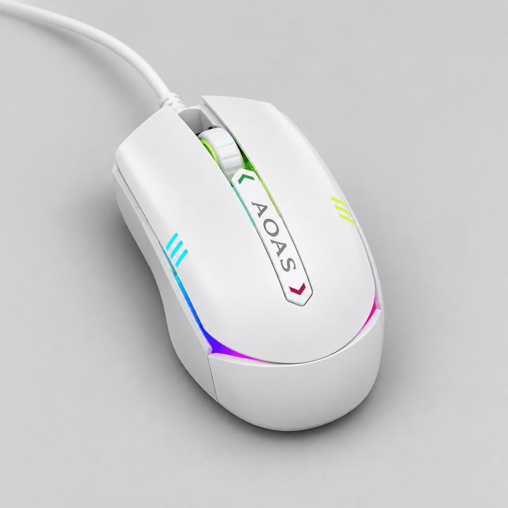 AOAS V03 žični USB gaming miš sa svjetlosnim detaljima – bijeli