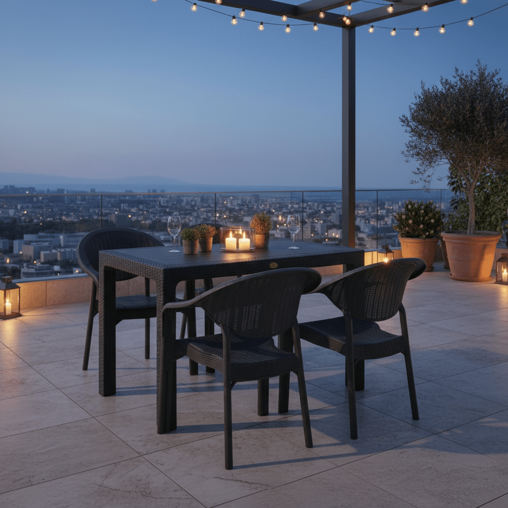 Baštenski Set Bambo 5/1 (Sto 70x120cm i 4 Stolice) – Baštenski Namještaj – Set 5/1 (Sto 70x120cm i 4 Stolice) Antracit – slika 5