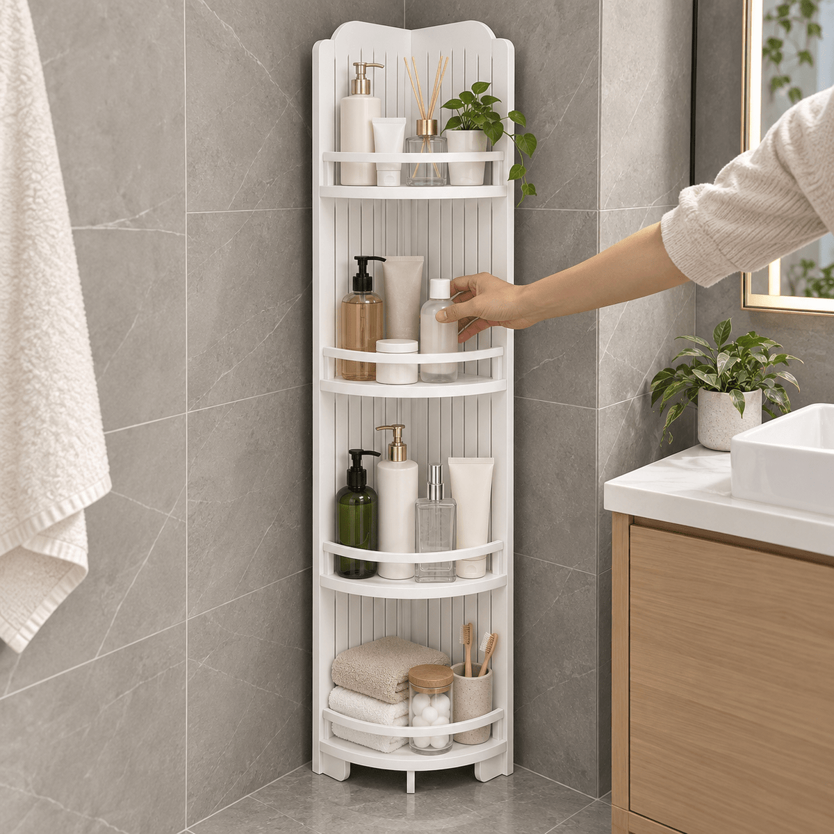 Bijela ugaona polica 2725-8 – 120 × 22 × 20 cm – Bijele ugaone police 2725-8 – – slika 3