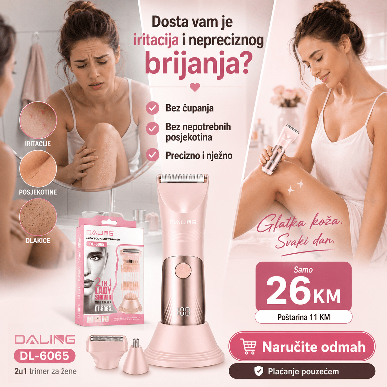 DALING Ženski Trimer i Brijač za Tijelo – – – slika 8