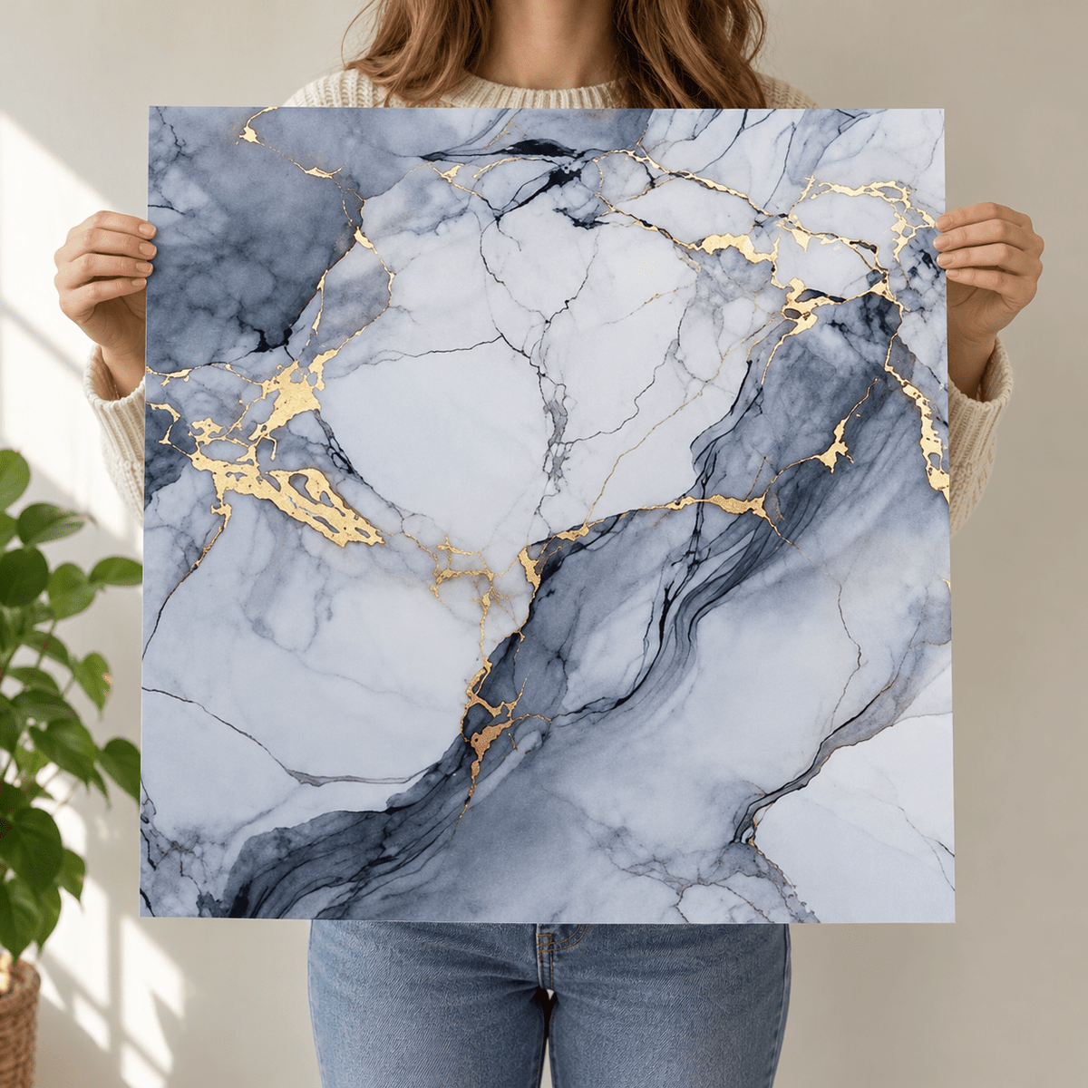 Dekorativna tapeta WMB109 – plavo-siva mramorna šara – 60 × 60 cm – Dekorativne tapete – – slika 3