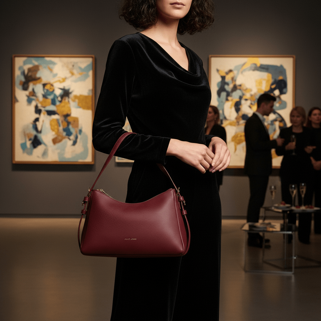Elegantna Bordo Torba Preko Ramena – Ženske Torbe – Univerzalna Bordo – slika 6