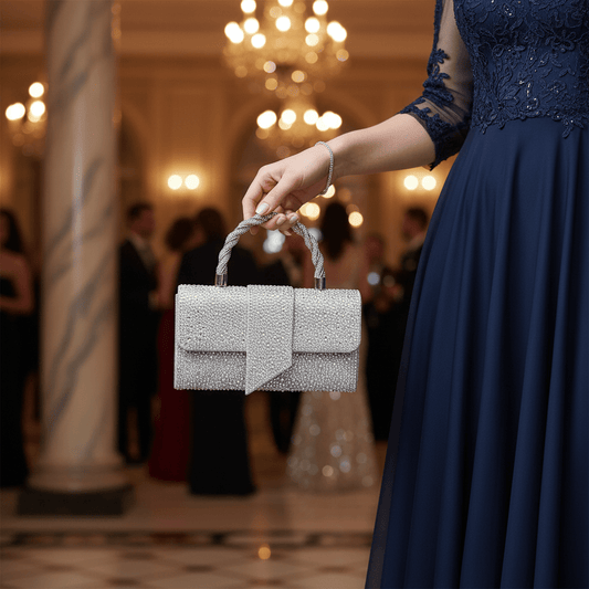 Elegantna Srebrna Pismo Torba sa Kristalima – Torbe – Srebrna Univerzalna – slika 2