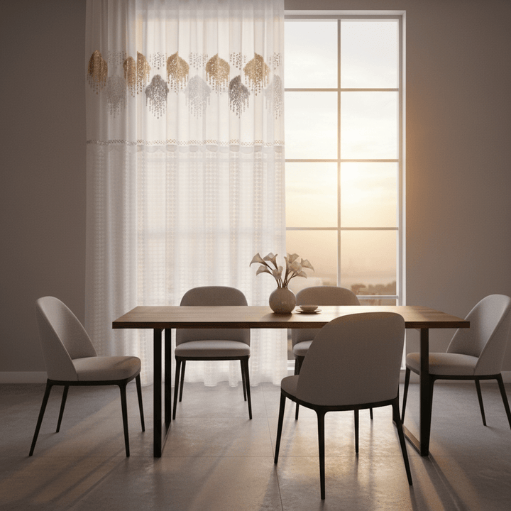 Elegantni Bijeli Paravan za Prozor sa Šljokicama i Čipkom - 140x240 cm