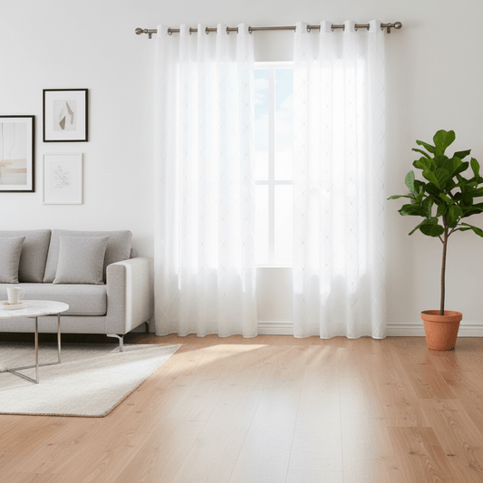 Elegantni Bijeli Prozirni Paravani za Prozor s Ringovima (140x240 cm) – Kućni tekstil – Bijela 140 x 240 cm – slika 2