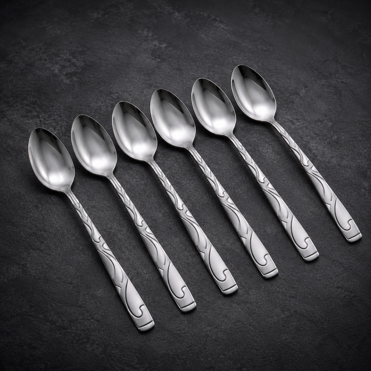 Set 6 inox kašika s ukrasnom drškom