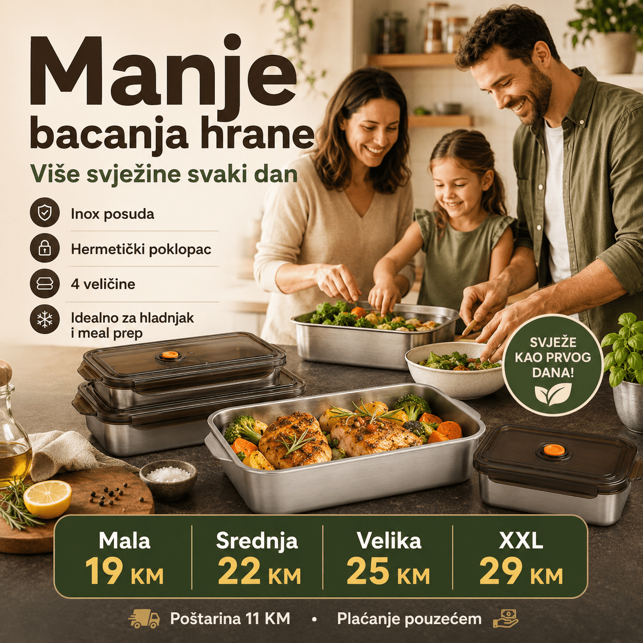 Inox Posude za Pohranu Hrane – – Mala (25 × 17,5 cm) – slika 8