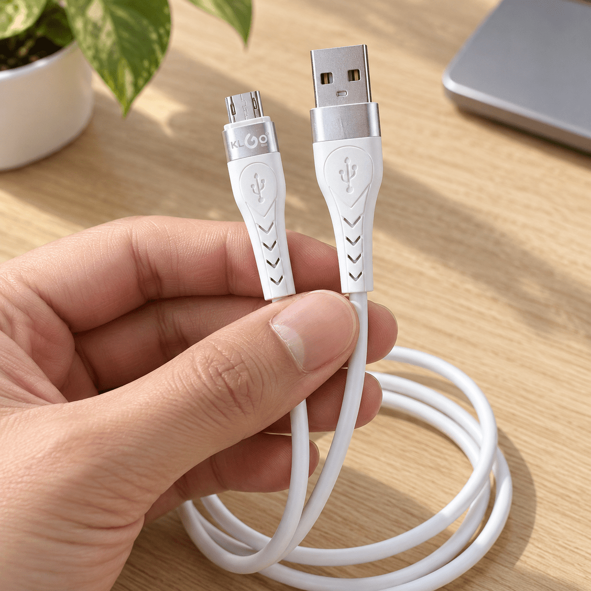KLGO S-189 bijeli USB-A na Micro-USB kabal, 1,2 m – KLGO bijeli Micro-USB kablovi – – slika 3