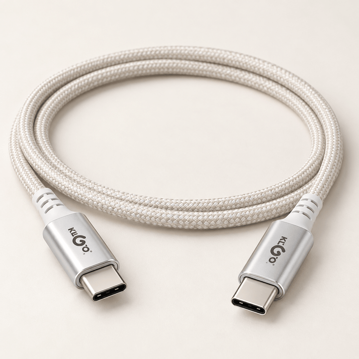 KLOGO pleteni USB-C kabal 1,8 m sa srebrnim nastavcima