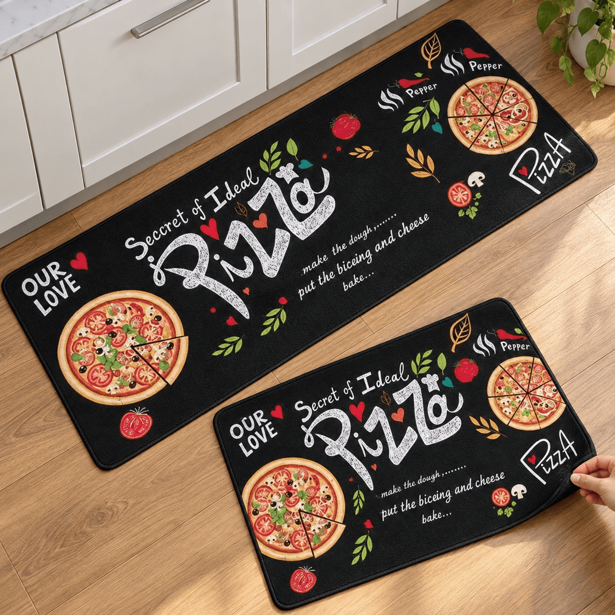 Kuhinjske prostirke Pizza – set 40 × 60 i 40 × 120 cm – Kuhinjske prostirke s motivom pizze – – slika 3