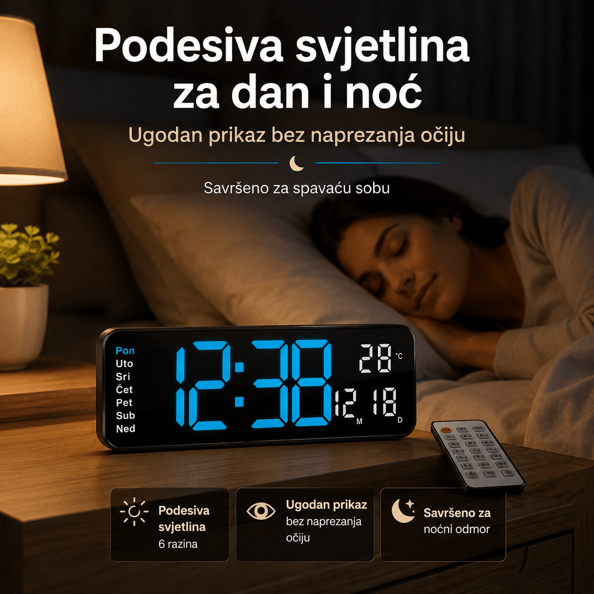 LED Digitalni Zidni Sat (32 × 11 cm) – – – slika 8
