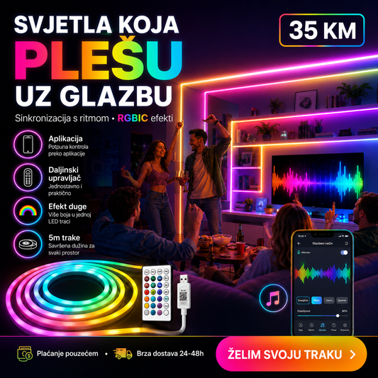 LED RGB Neon Svjetlosna Traka – Dekoracije i Rasvjeta – – slika 2