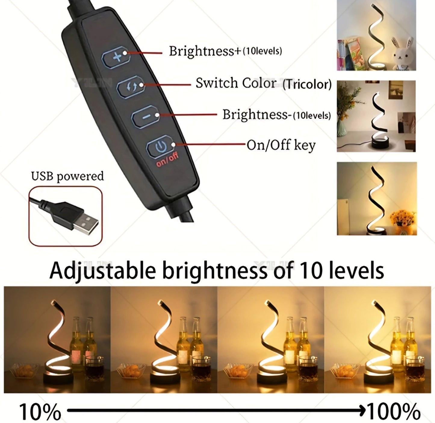 LED Stolna Spiralna Lampa - SAMO KLIKNI