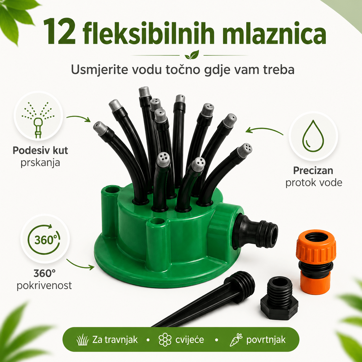 Multifunkcionalna 360° Prskalica za Zalijevanje Vrtova – Uređenje Bašte i Dvorišta – – slika 8
