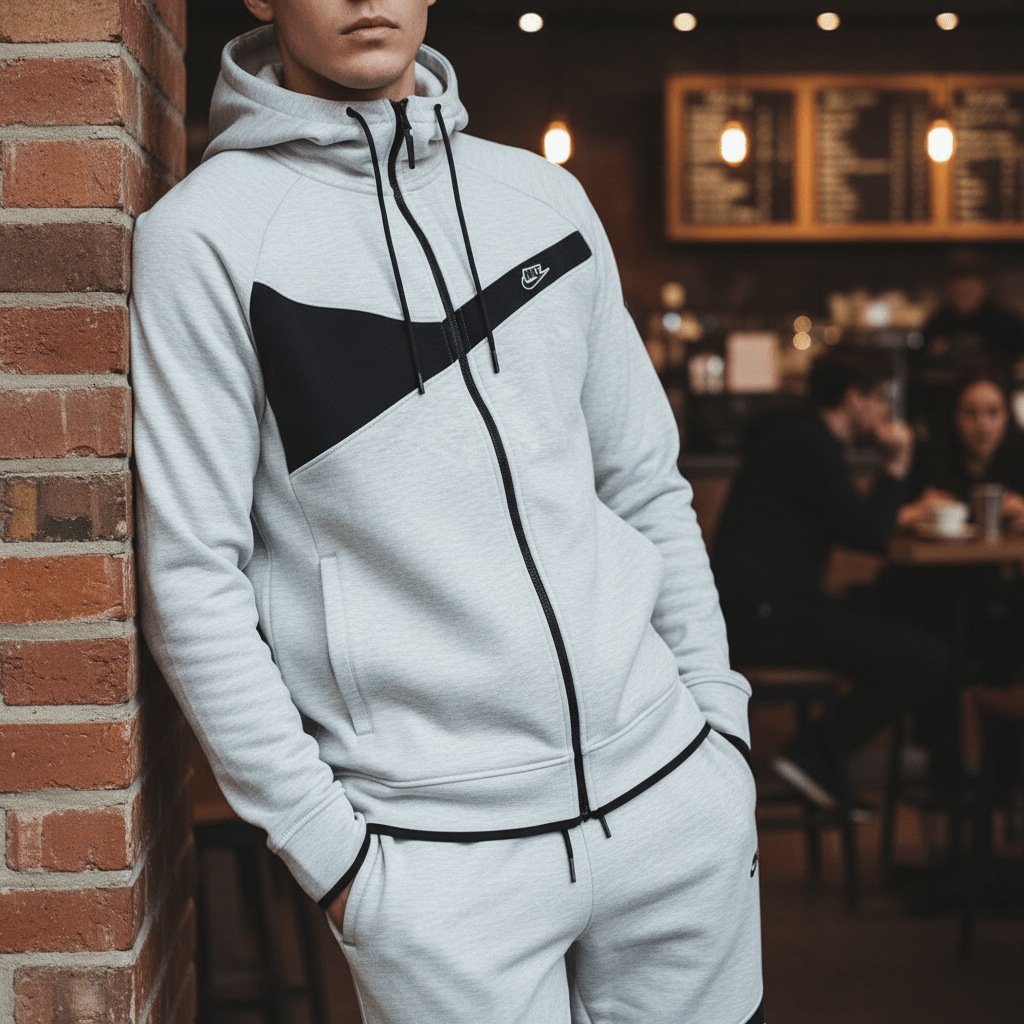 Muška Trenerka Komplet - Svijetlo Siva – Trenerke – S Svijetlo Siva/Crna – slika 5