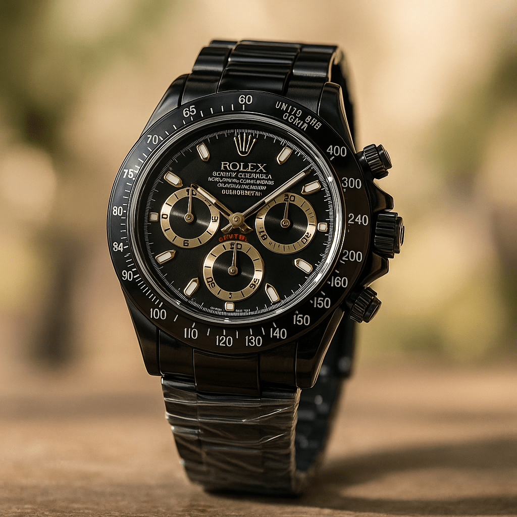 Muški sat u crnoj boji s kronograf dizajnom - SAMO KLIKNI