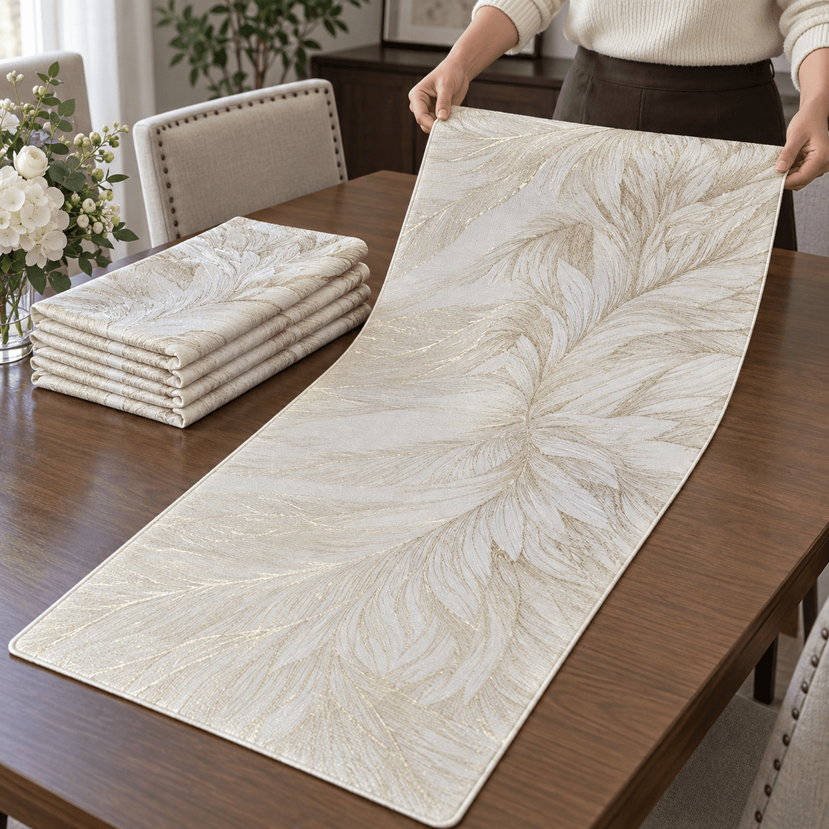 Nadstolnjaci s perjastim listovima 33 × 92 cm – 6 komada – Nadstolnjaci s perjastim listovima – set 6 – – slika 3