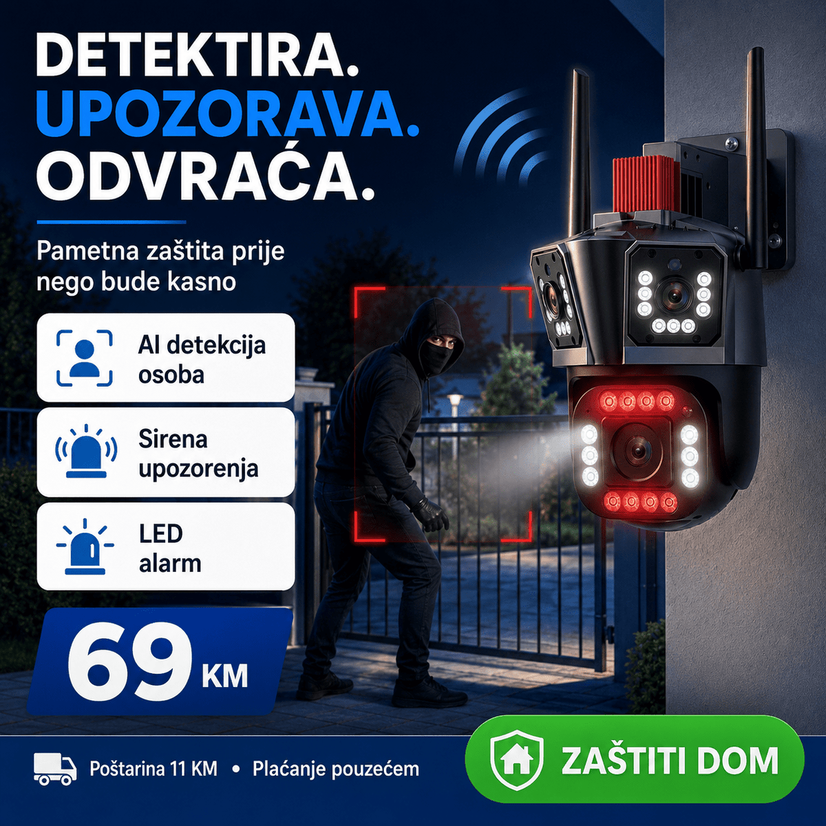 PTZ 3-u-1 Pametna Sigurnosna Kamera – Sigurnost i Taktičko – – slika 8