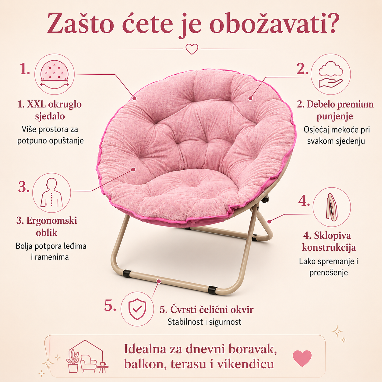 Sklopiva Relax Fotelja "Moon"