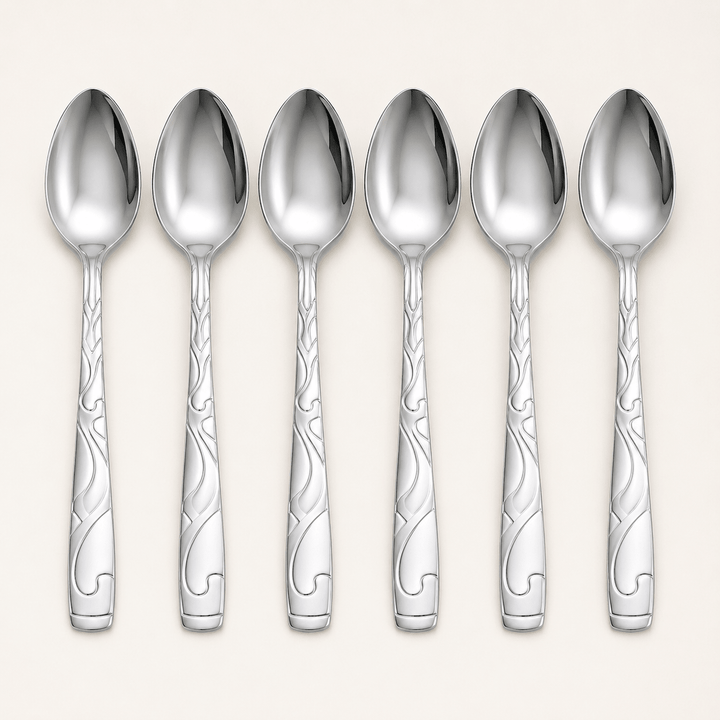 Set 6 inox kašika s ukrasnom drškom