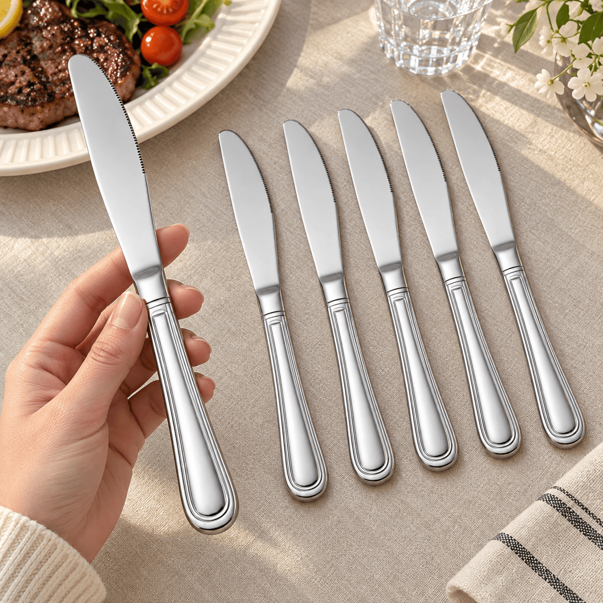 Set 6 stolnih noževa s ukrasnom drškom – 22 cm – Pribor za jelo – – slika 3