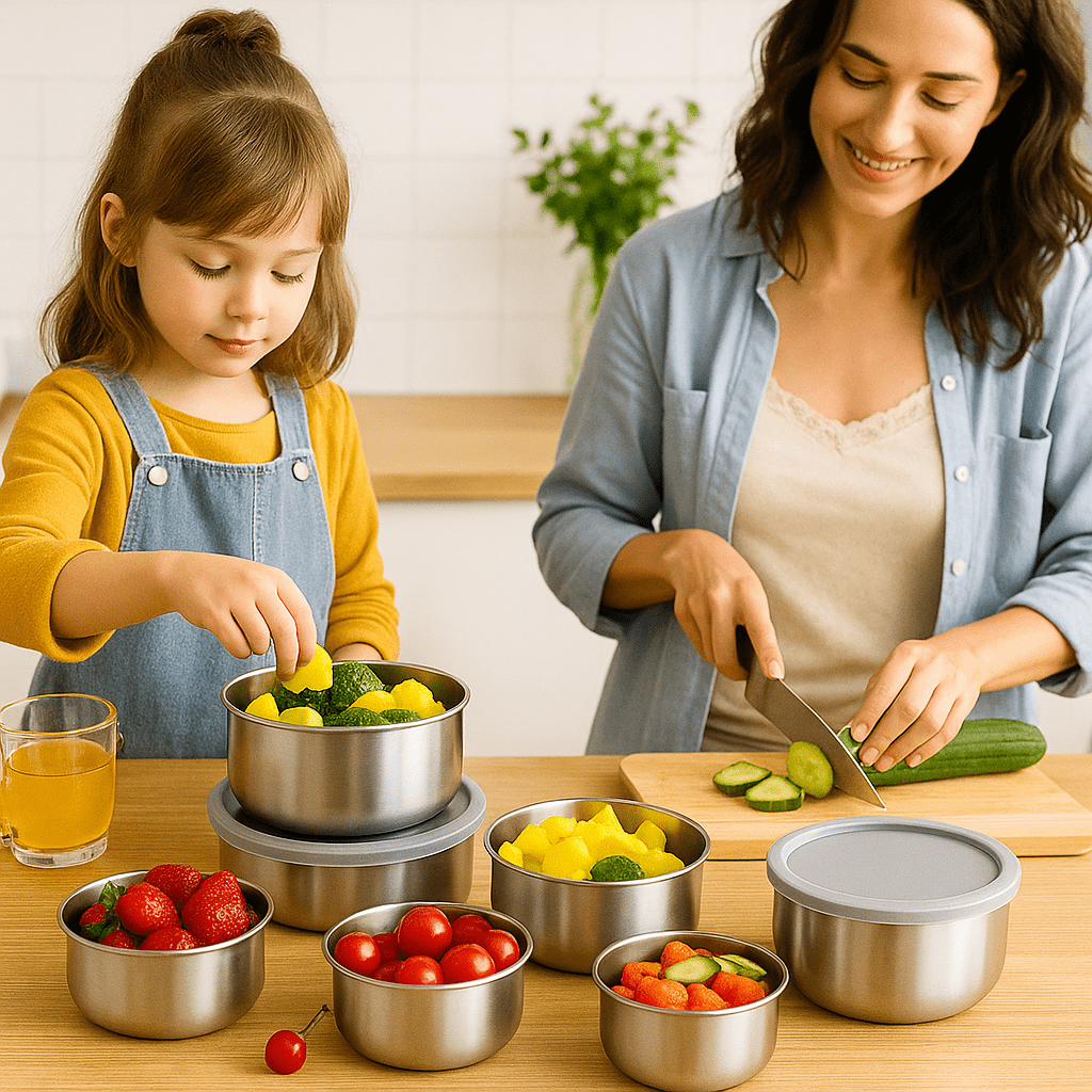 Set od 5 Inox Posuda s Poklopcima - SAMO KLIKNI