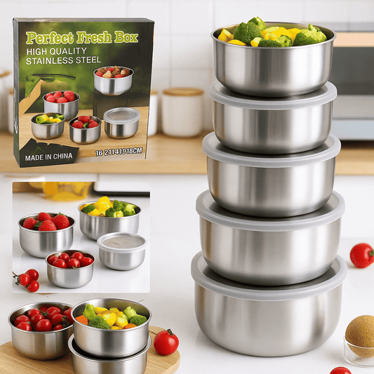 Set od 5 Inox Posuda s Poklopcima – – – slika 1