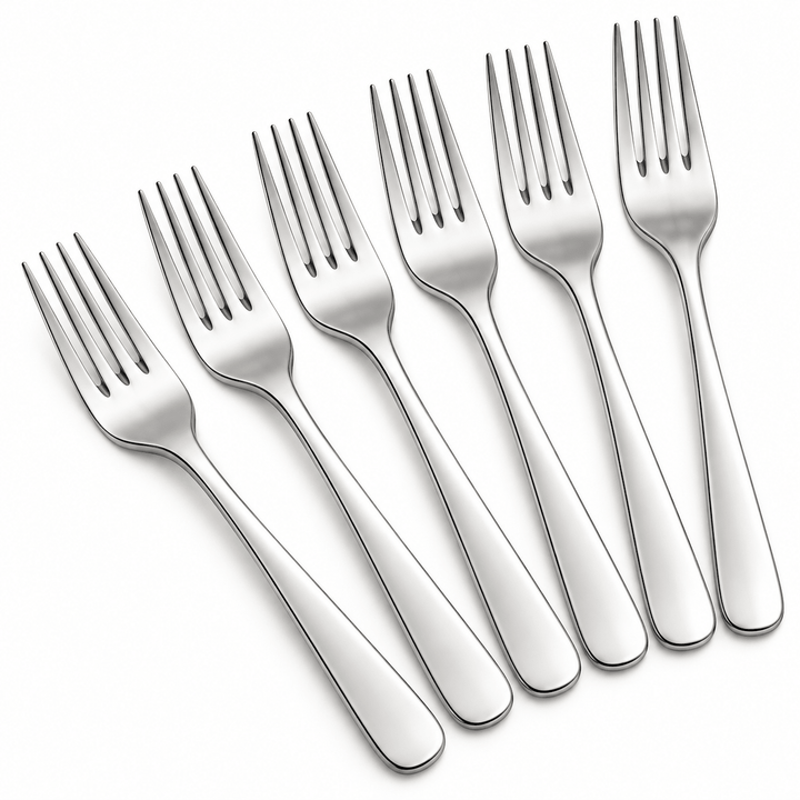 Set od 6 glatkih srebrnih viljuški