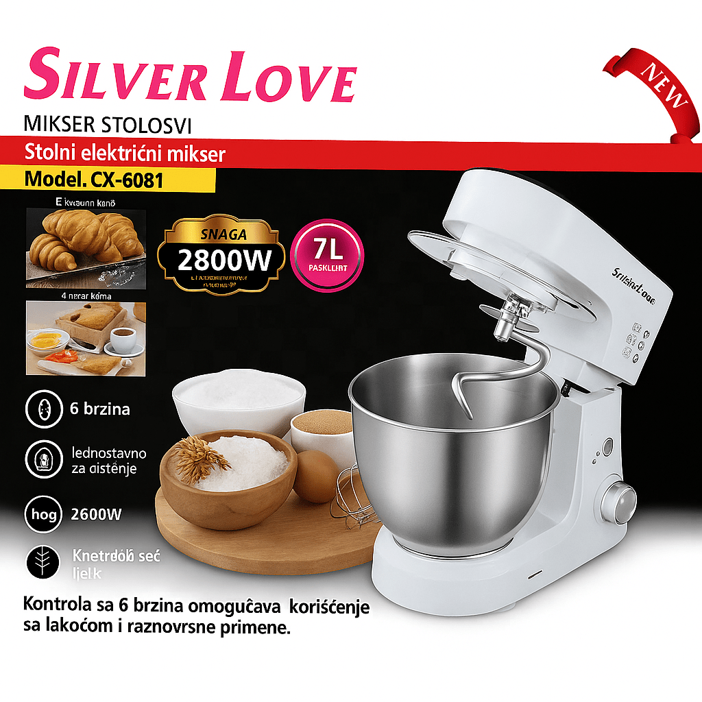 Silver Love Kuhinjski Mikser 2800W - SAMO KLIKNI