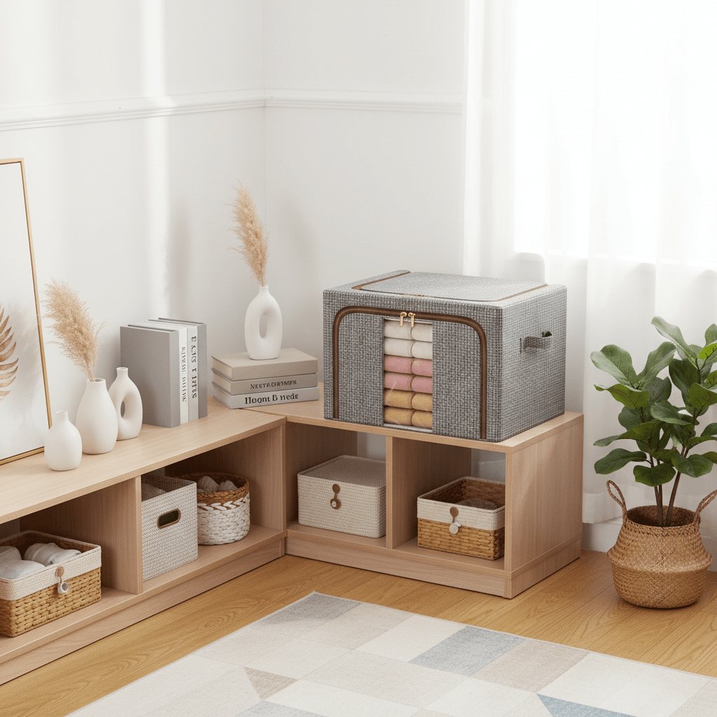 Sklopiva Kutija za Odlaganje Odjeće i Posteljine – Kućna organizacija – Velika Siva – slika 6