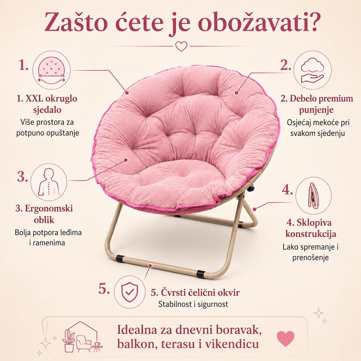 Sklopiva Relax Fotelja "Moon" – – – slika 8