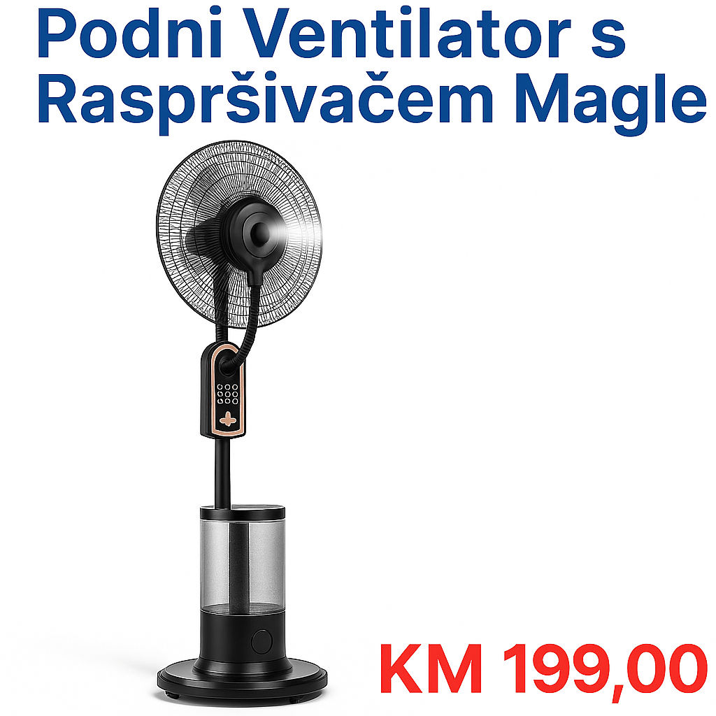 Ventilator s Raspršivačem Magle - SAMO KLIKNI