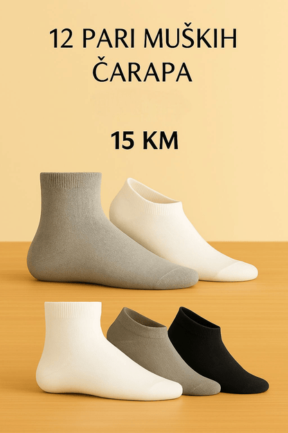 12 pari muških čarapa Milano Sport – – Mix Boja – slika 4