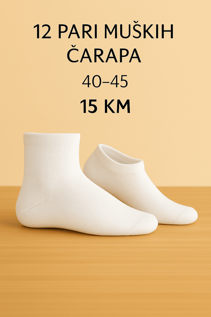 12 pari muških čarapa Milano Sport – – Bijele – slika 3