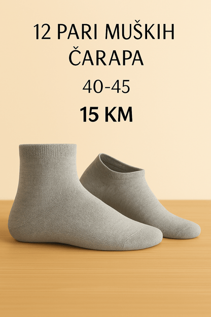 12 pari muških čarapa Milano Sport – – Sive – slika 1