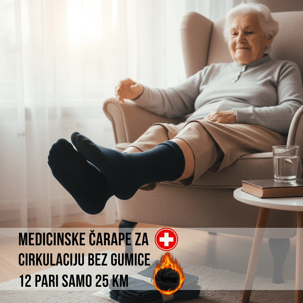 12 Pari Pamučnih Medicinskih Čarapa bez Gumice – – 40 - 45 – slika 3