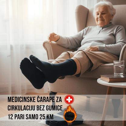 12 Pari Pamučnih Medicinskih Čarapa bez Gumice - 12 Pari Pamučnih Medicinskih Čarapa bez Gumice – – 40 - 45 – slika 3
