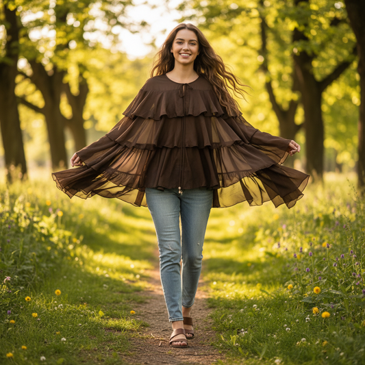 Šik Ženska Bluza sa Slojevitim Volanima - Elegantna i Prozračna Slika 2