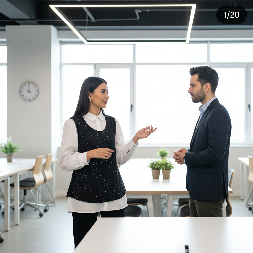 Elegantni Dvodijelni Set: Bijela Košulja i Crni Top na Točkice Slika 6