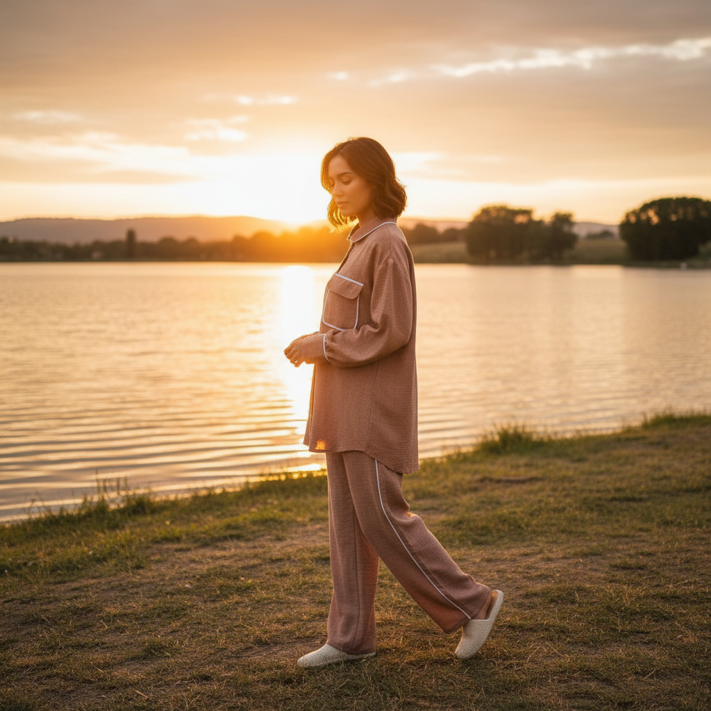 Elegantni Dvodijelni Komplet UMS - Košulja i Hlače Boja Terakote Slika 5