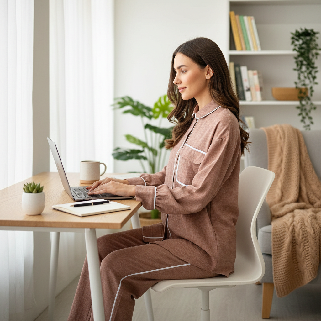 Elegantni Dvodijelni Komplet UMS - Košulja i Hlače Boja Terakote Slika 6