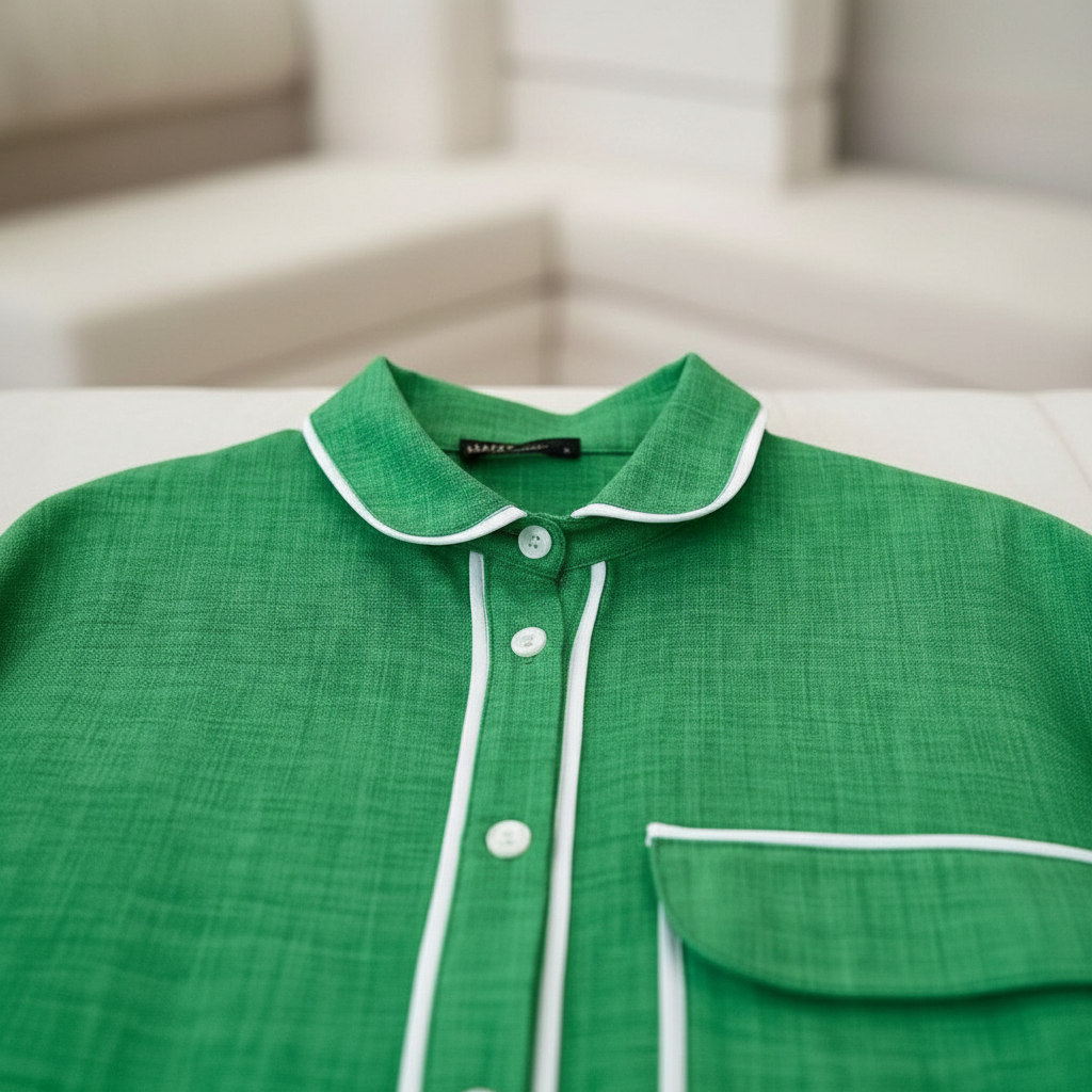 Elegantni Zeleni Dvodijelni Lounge Set UMS s Bijelim Rubovima Slika 4