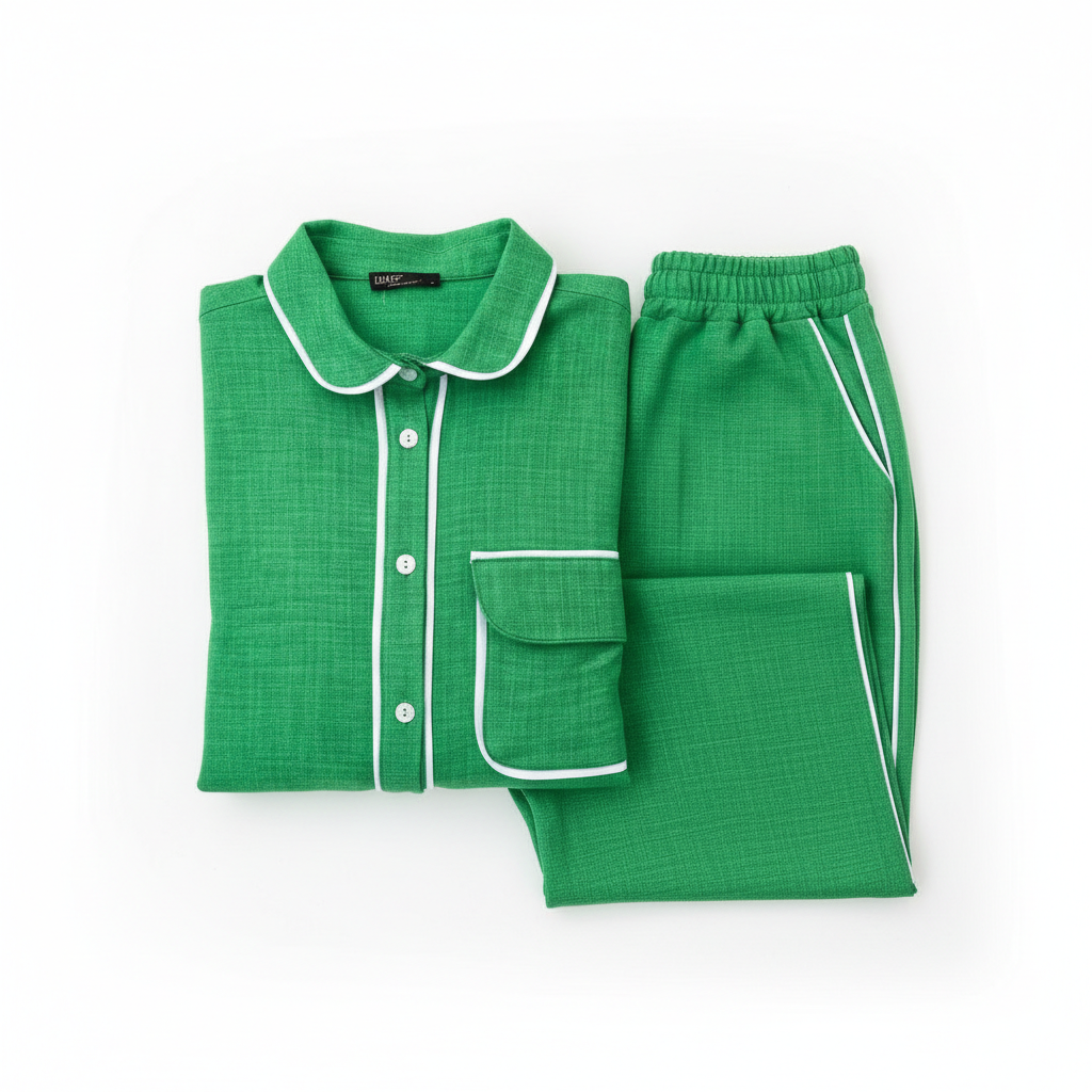 Elegantni Zeleni Dvodijelni Lounge Set UMS s Bijelim Rubovima Slika 1